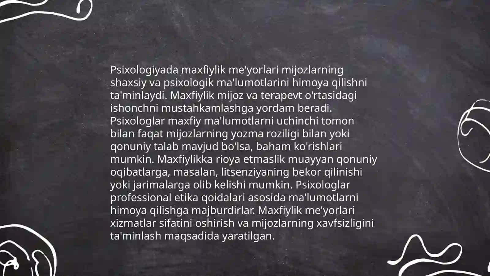 Psixolog kasbiy faoliyatini nazorat qiluvchi axloqiy va etik me'yorlar 4