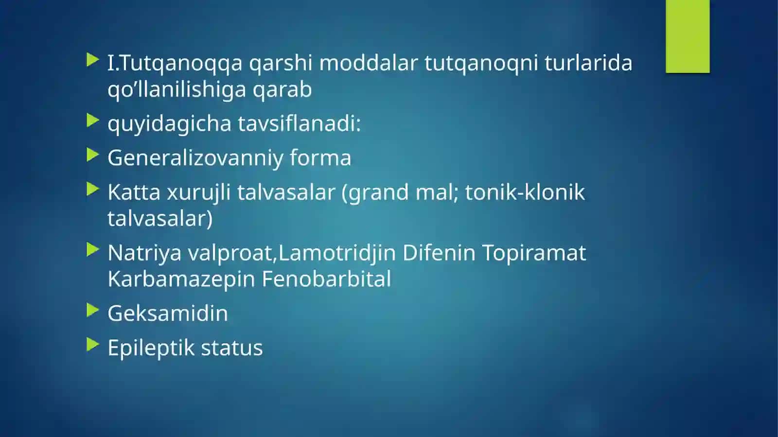 Epilepsiyaga qarshi dori vositalari 4