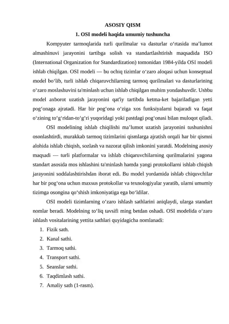 OSI modeli va uning umumiy tavsifi. 4