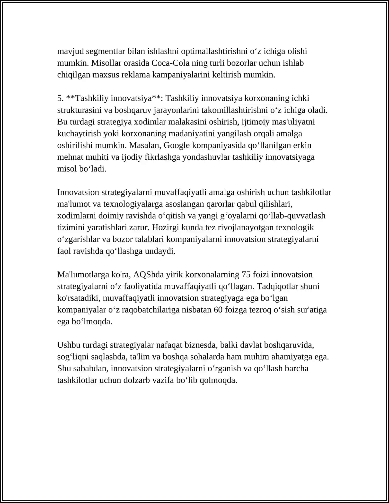 SANOAT KORXONALARINING INAVATSIYON FAOLIYATI SAMARADORLIGINI OSHIRISH 4