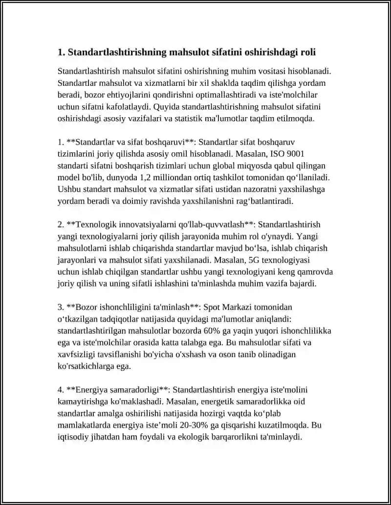 Standartlashtirishning mahsulot sifatini oshirishdagi roli 4