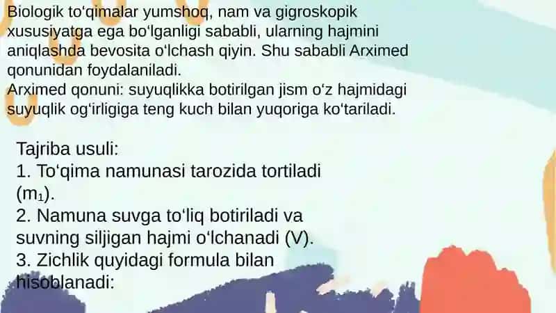Biologik toʻqimalarning va qattiq jismlarning zichligini aniqlash 4