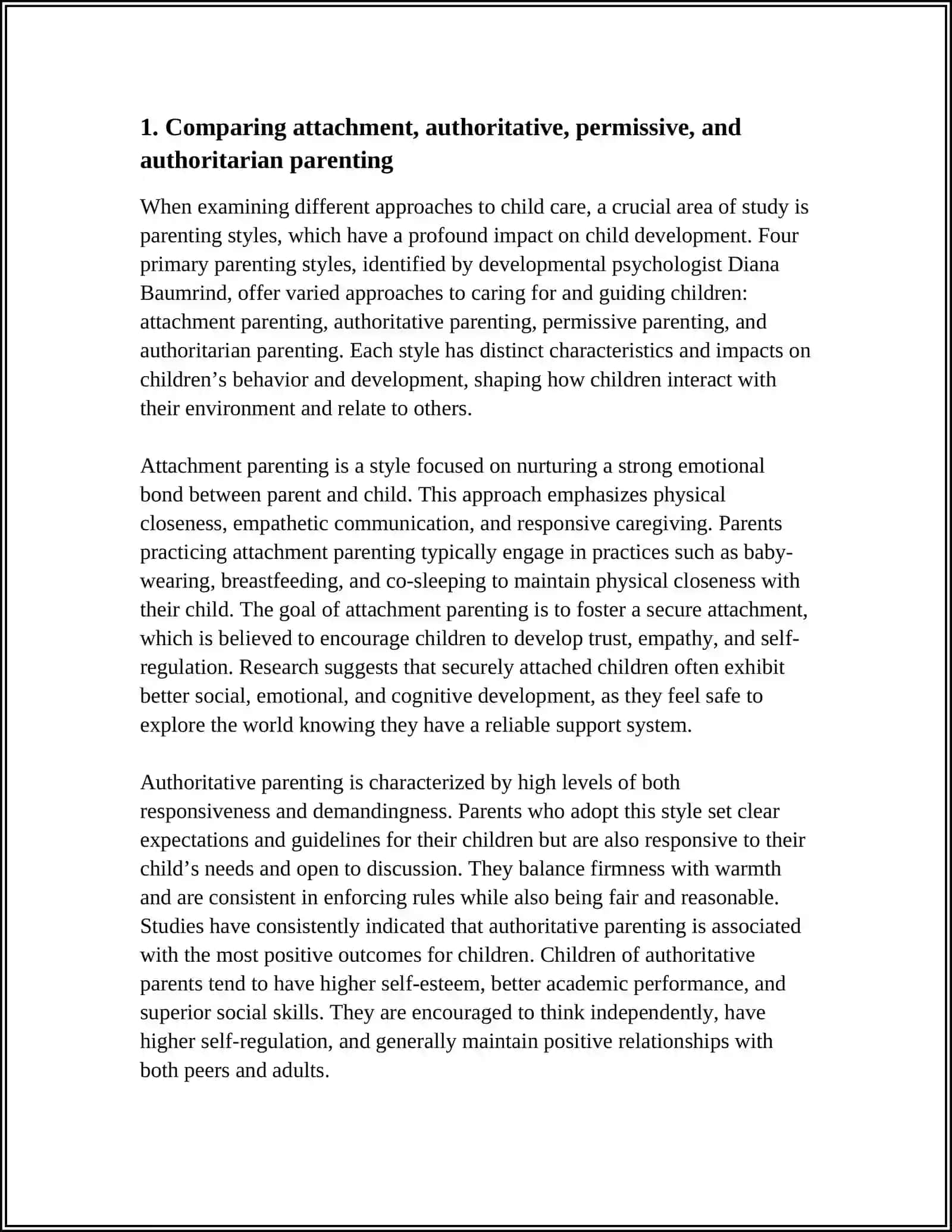 Comparing attachment, authoritative, permissive, and authoritarian parenting 4