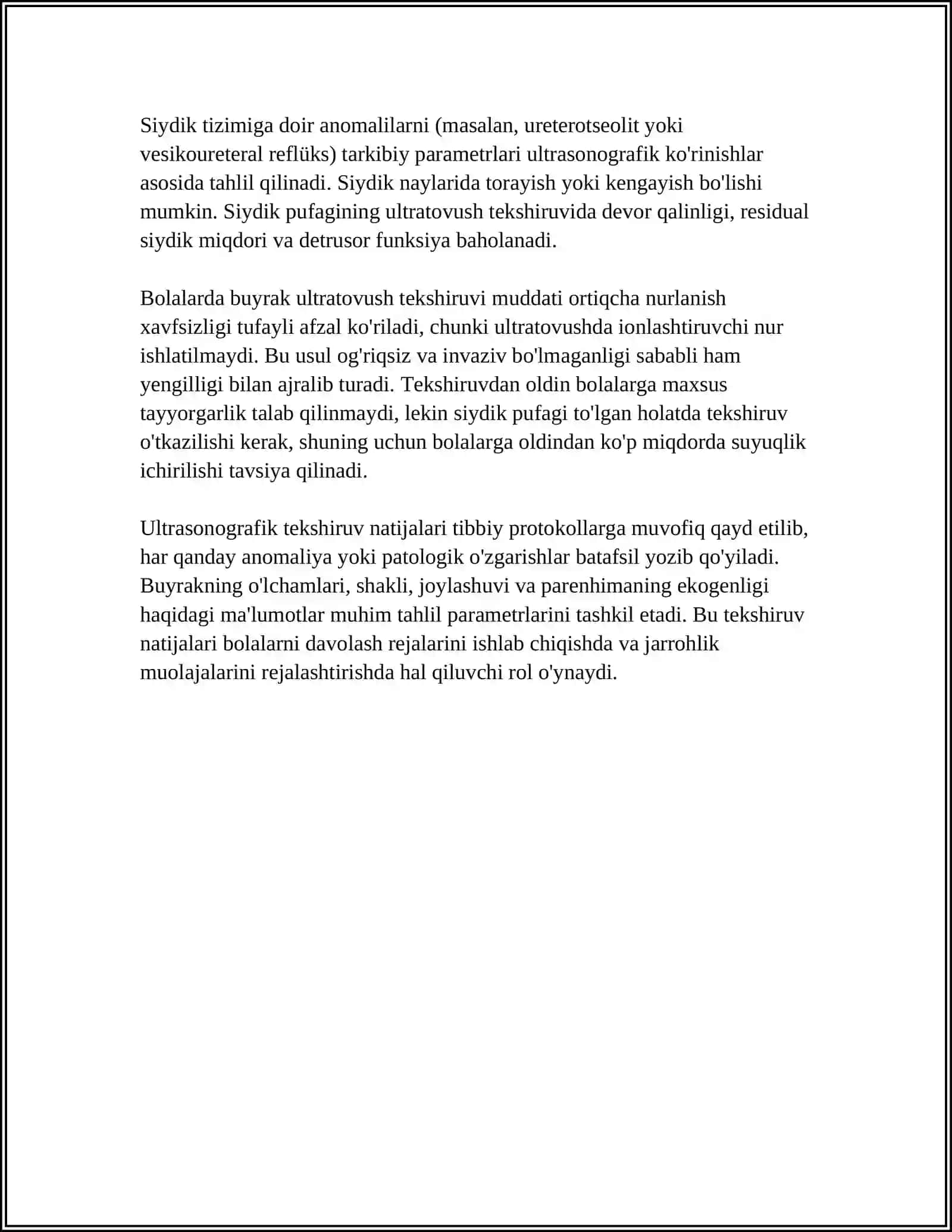 BOLALAR JARROHLIGIDA ZAMONAVIY TEKSHIRISH USULLARI(BUYRAK,SIYDIK NAYLARI,SIYDIK PUFAGI NUR TEKSHIRISH USULLARI) 4