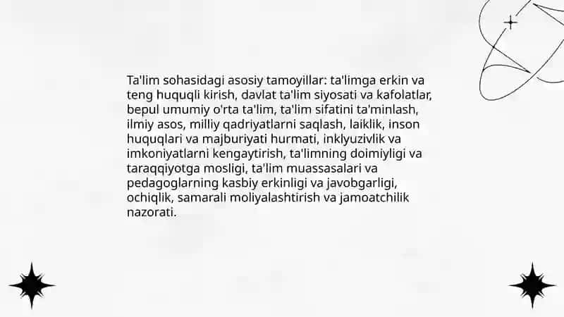 O'zbekiston Respublikasining "Talim to'g'risida"gi qonuni va uning mohiyati 4