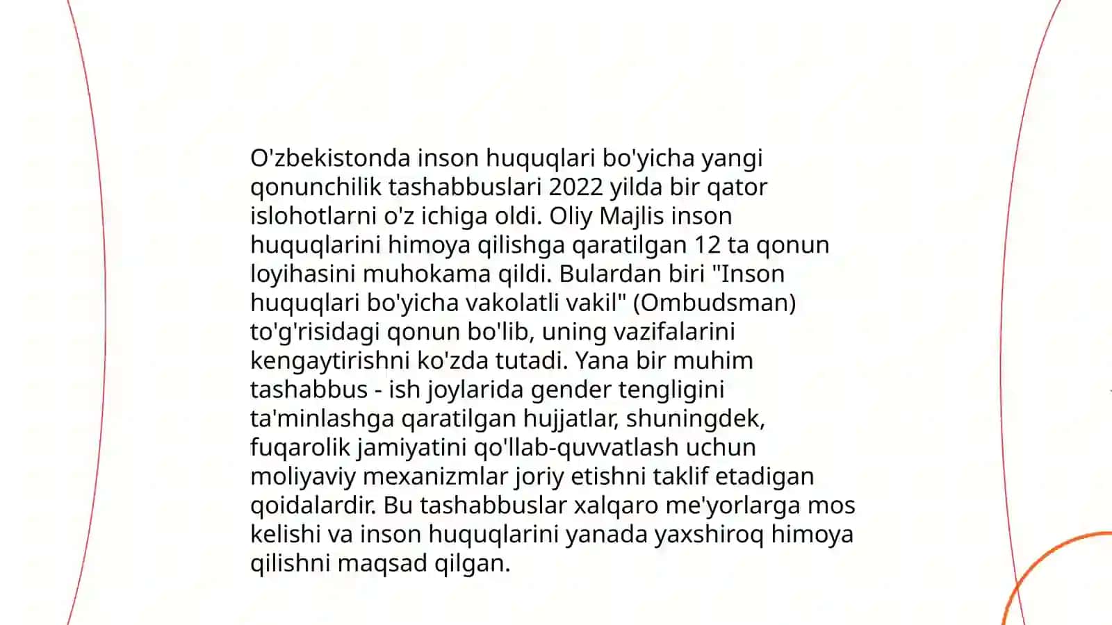 Yangi o'zbekistonda inson haq huquqlarini va erkinliklari kafolatining yaratilishi 4