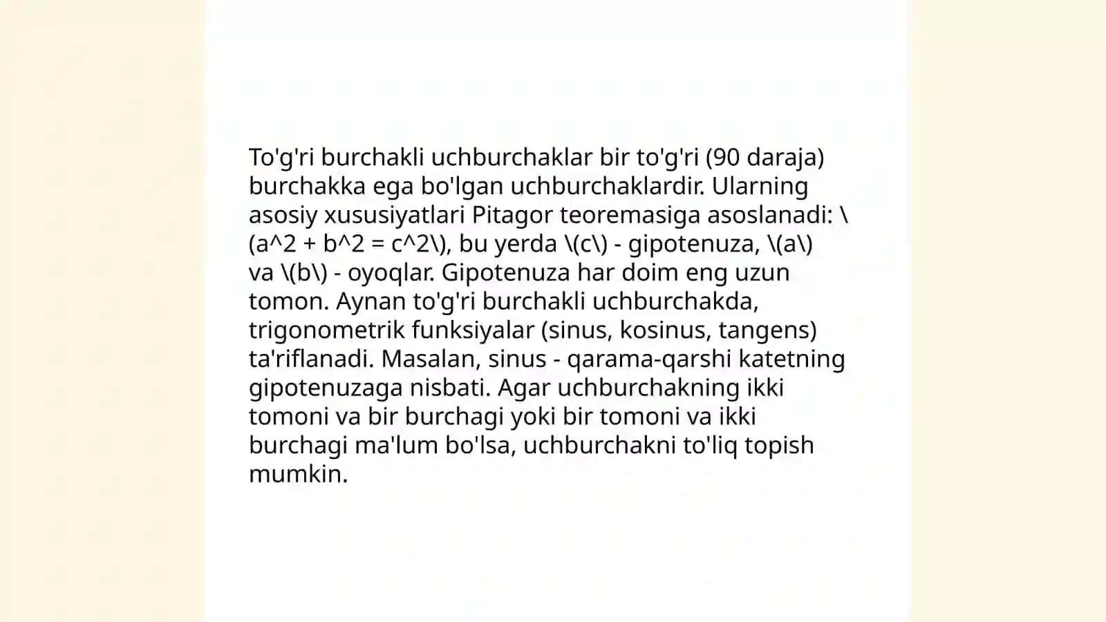 uyni ta'mirlash va dizayn loyihasini tayyorlashda Pifagor teoremasini tadbiqi 4