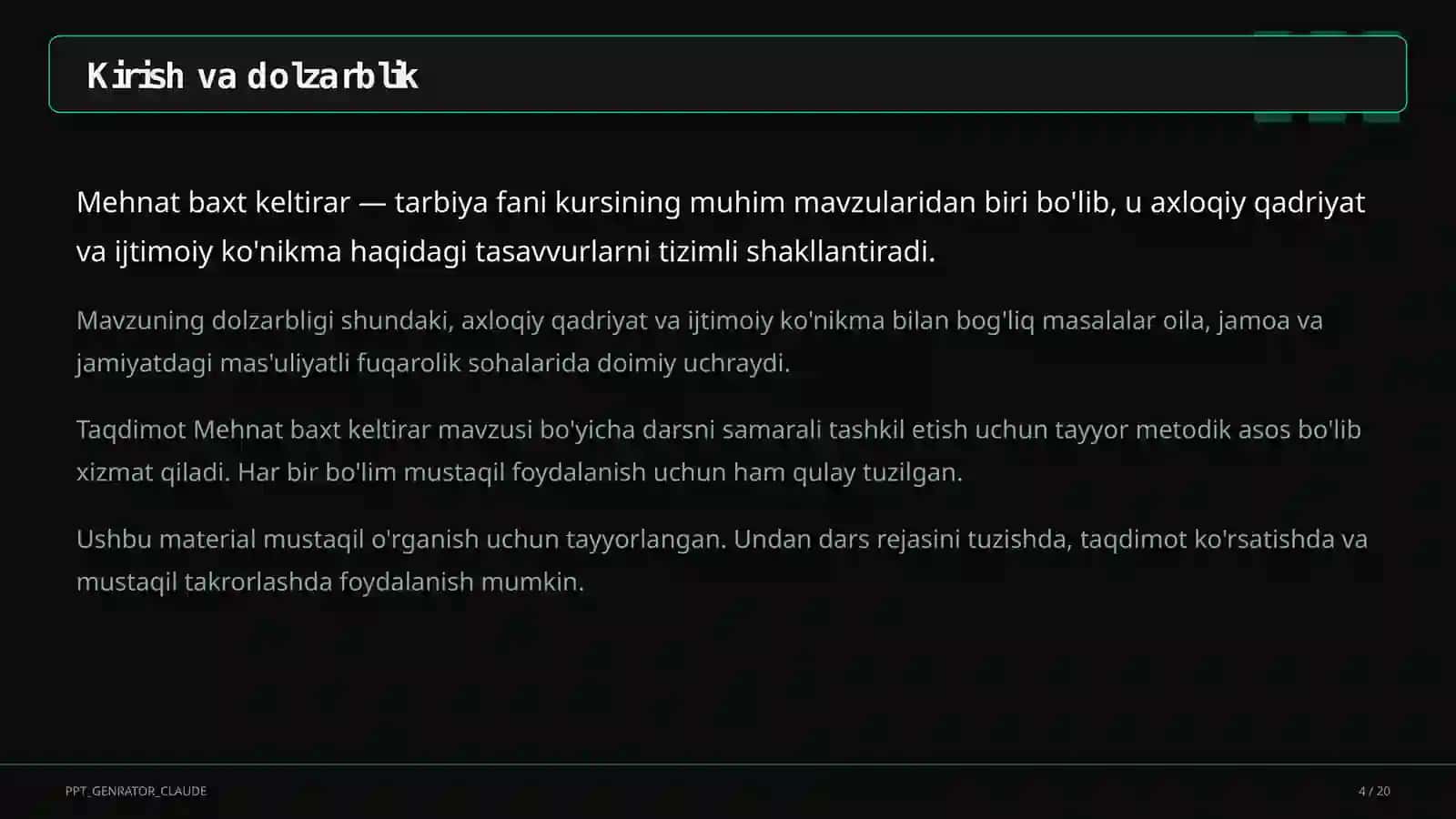 Mehnat baxt keltirar (3-sinf) 4