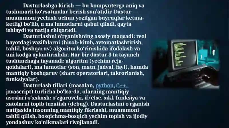 Dasturlashga kirish 4