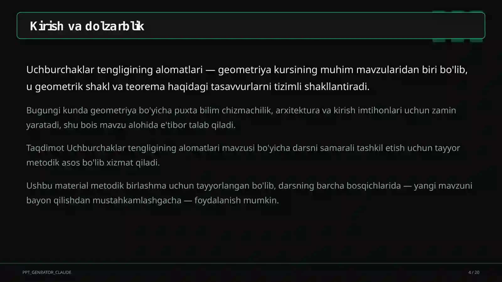 Uchburchaklar tengligining alomatlari (7-sinf) 4