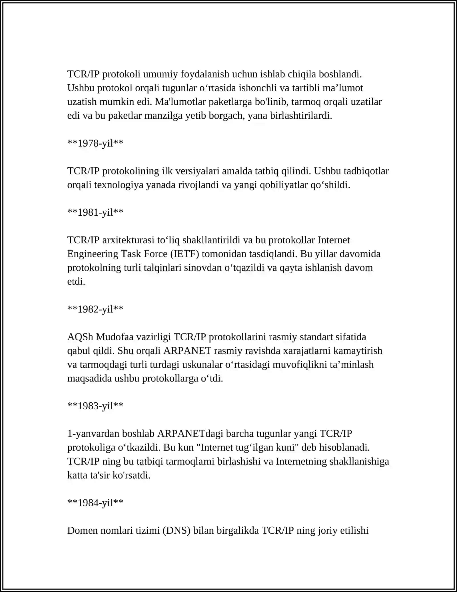 TCR/IP Protokoli Tarixi 4