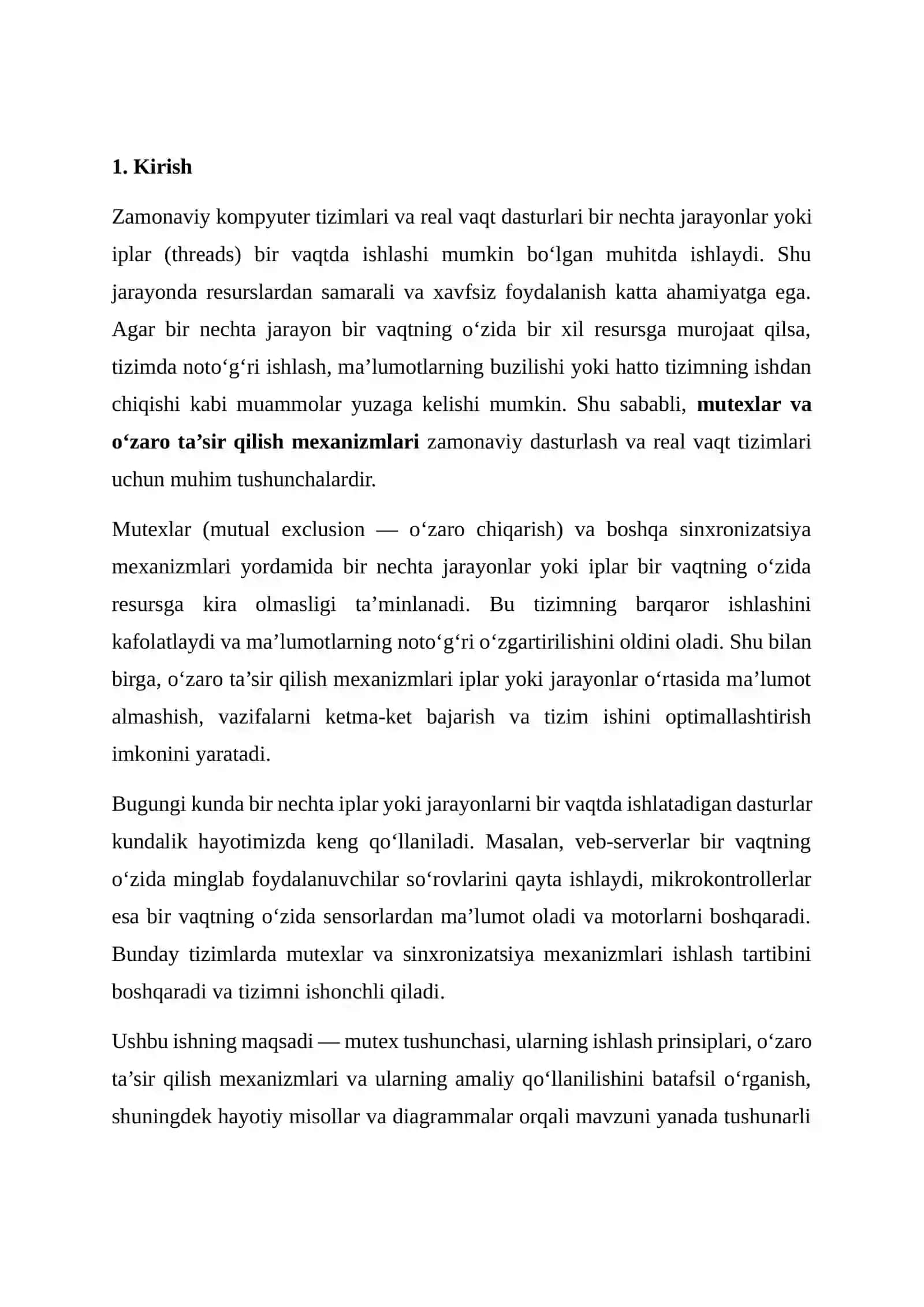 Mutexlar va o'zaro ta'sir qilish mexanizmlari 4