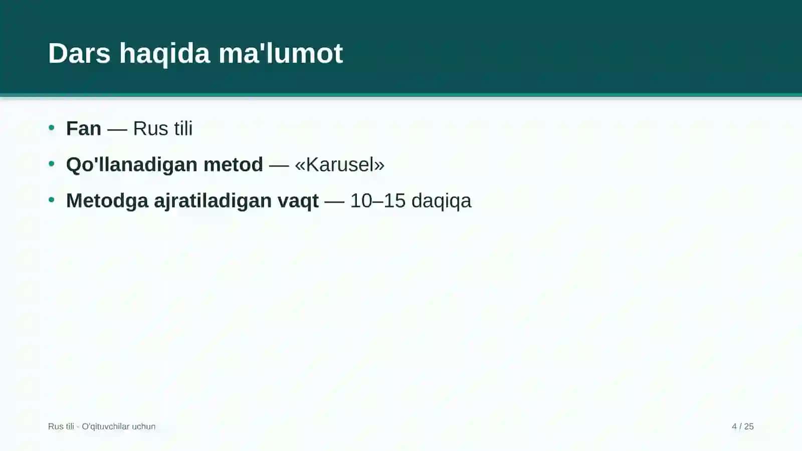 rus tili darslarida karusel metodidan foydalanish 8308 4