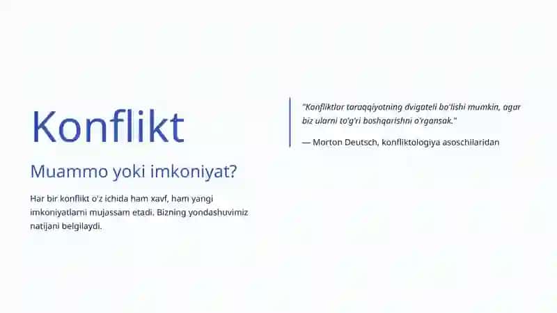Konfliktlar va ularni hal etish: Zamonaviy yondashuvlar va Oʻzbekistondagi tajribalar 4