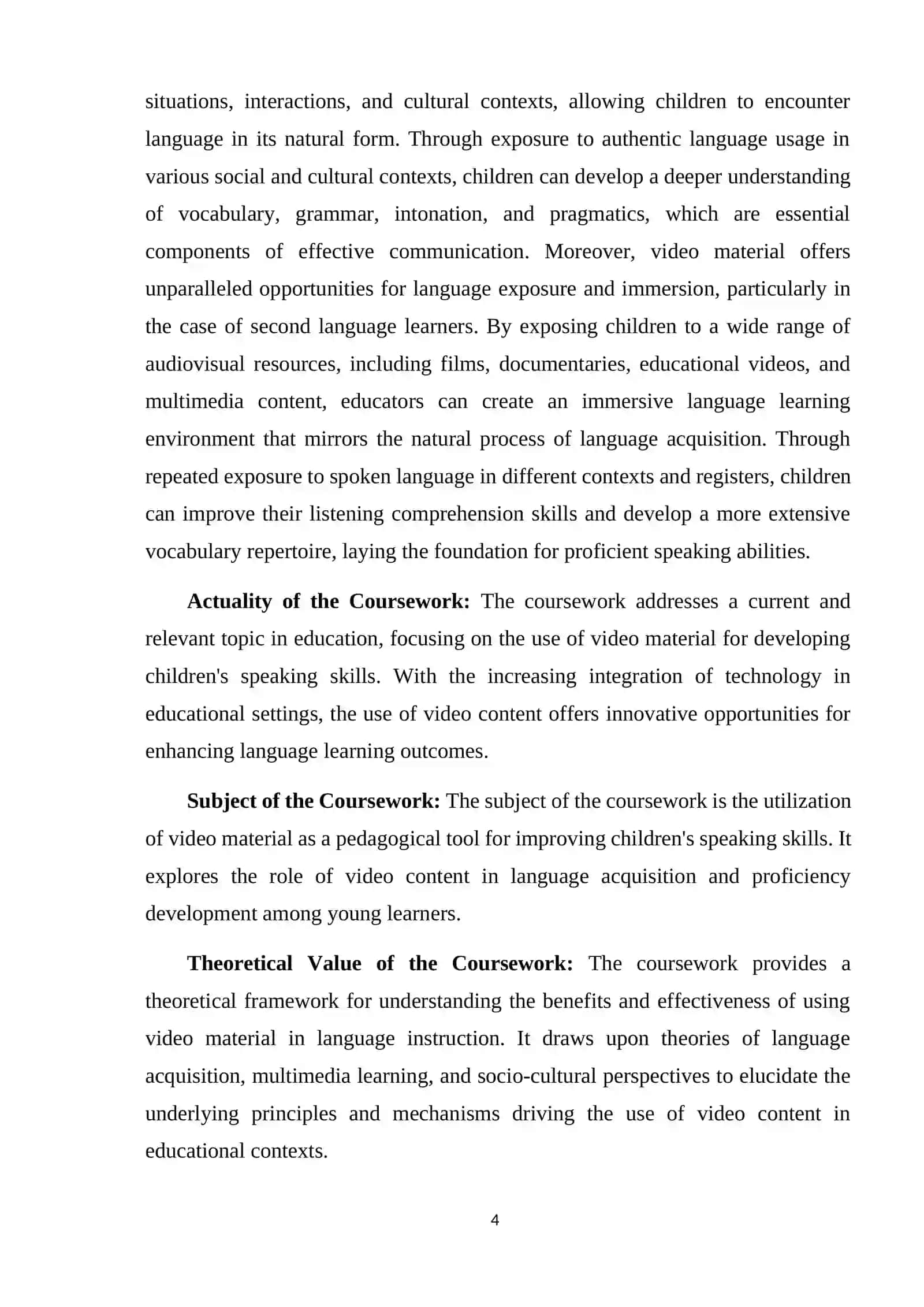 Theme: Using video materials for developing the speaking skills of children 4