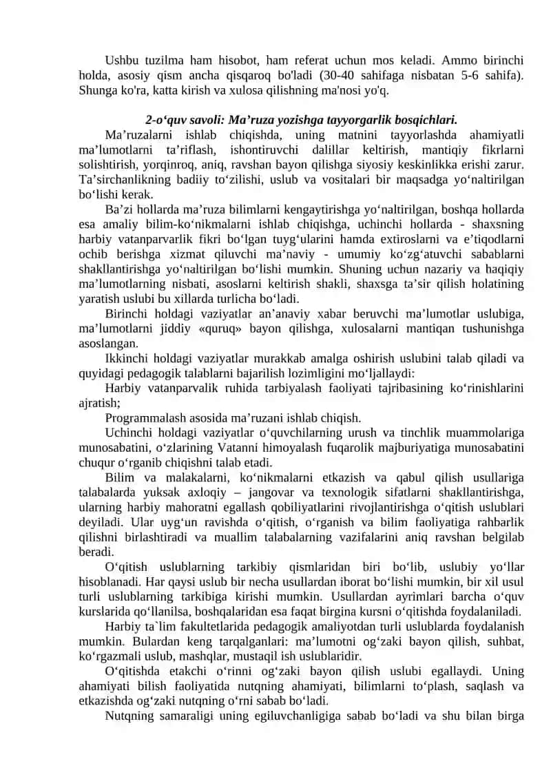 Harbiy Vatanparvarlik mavzusida ma’ruzalar 4