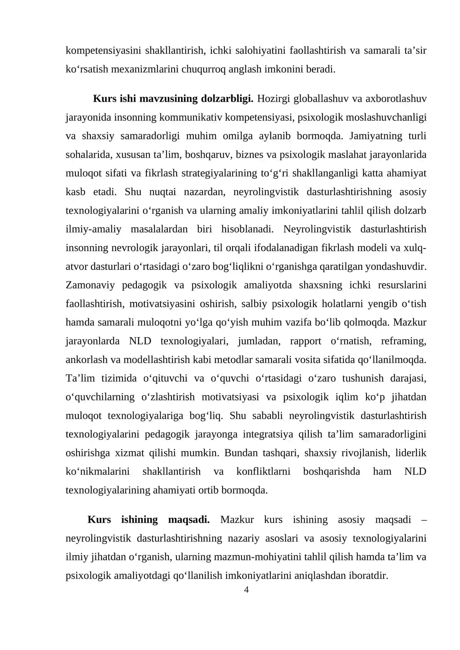 Neyrolingvistik dasturlashtirishning asosiy texnologiyalari . 4