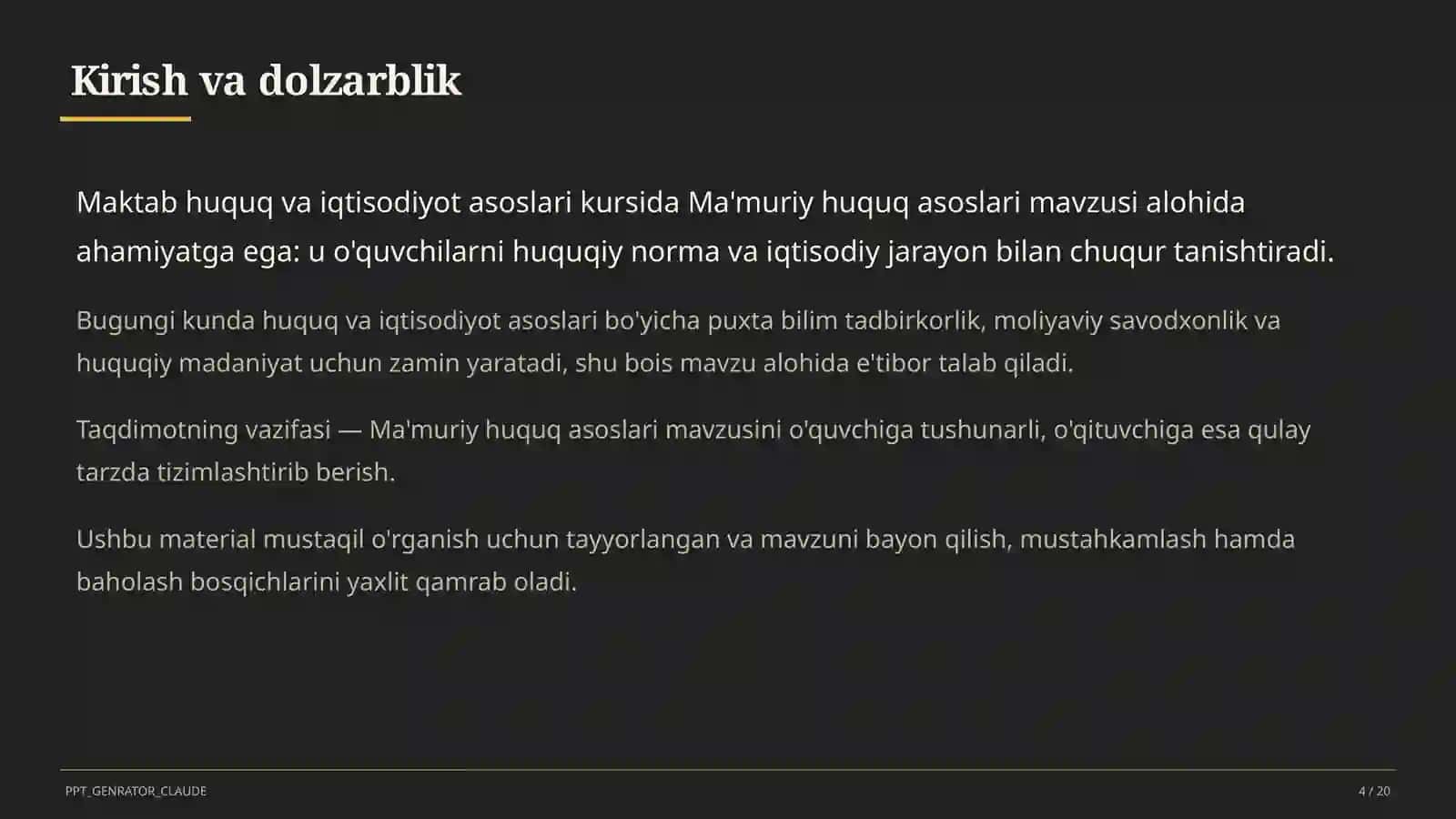 Ma'muriy huquq asoslari (10-sinf) 4