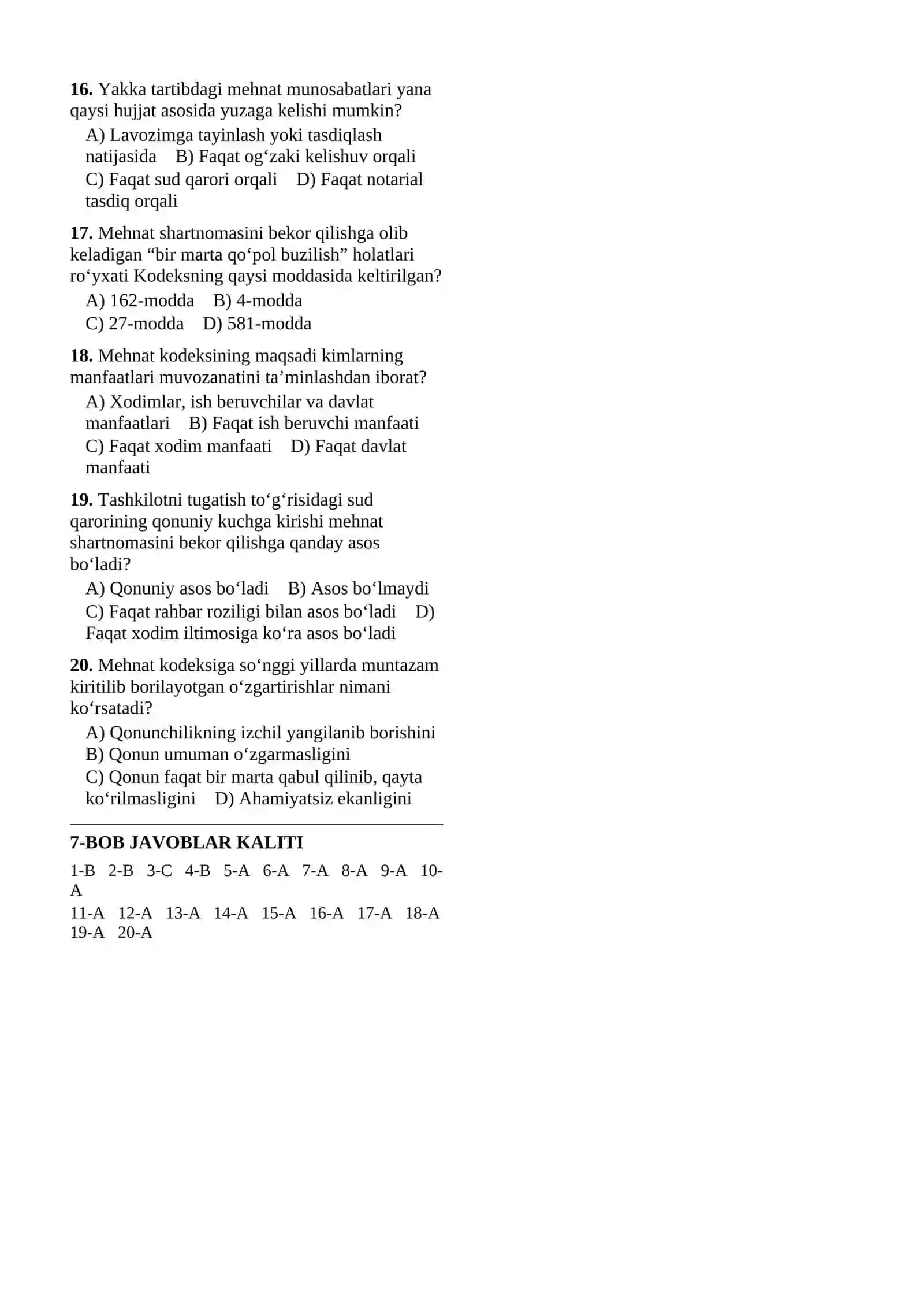 DAVLAT FUQAROLIK XIZMATCHILARI LAVOZIMLARI LAVOZIMLARIGA TANLOV TEST SAVOLLARI TO‘PLAMI — 2026 (2-QISM) 4