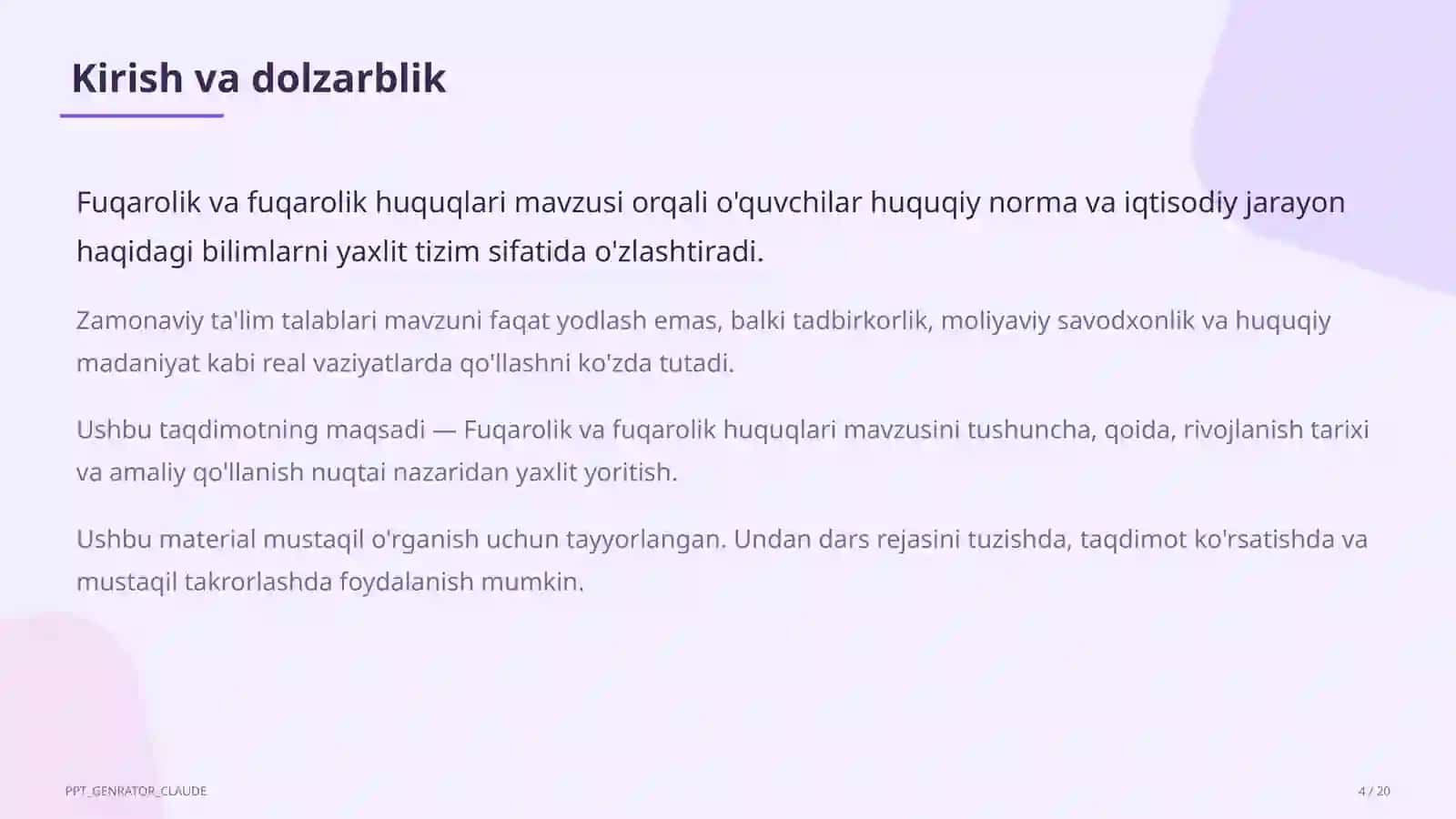 Fuqarolik va fuqarolik huquqlari (9-sinf) 4