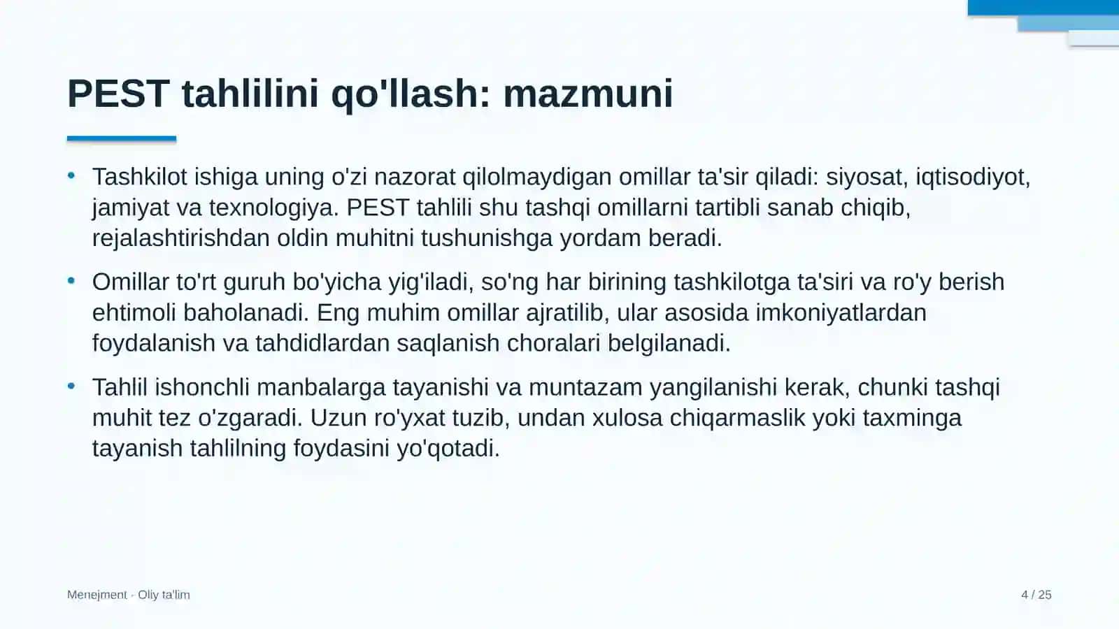 Gid-ekskursovodlik xizmatida PEST tahlilini qo'llash 4