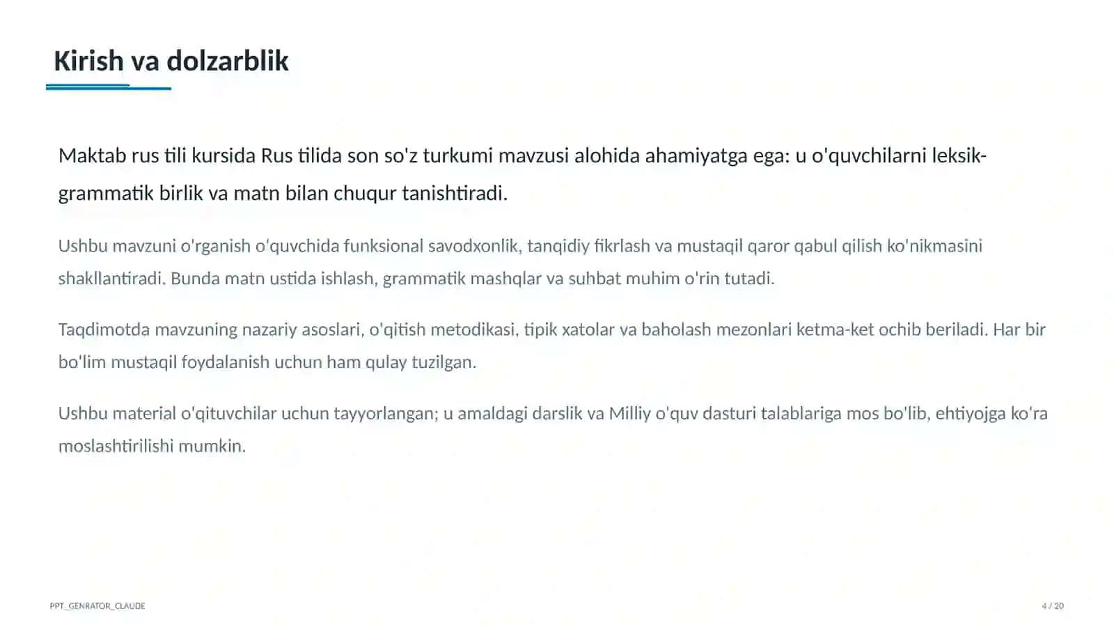 Rus tilida son so'z turkumi (6-sinf) 4