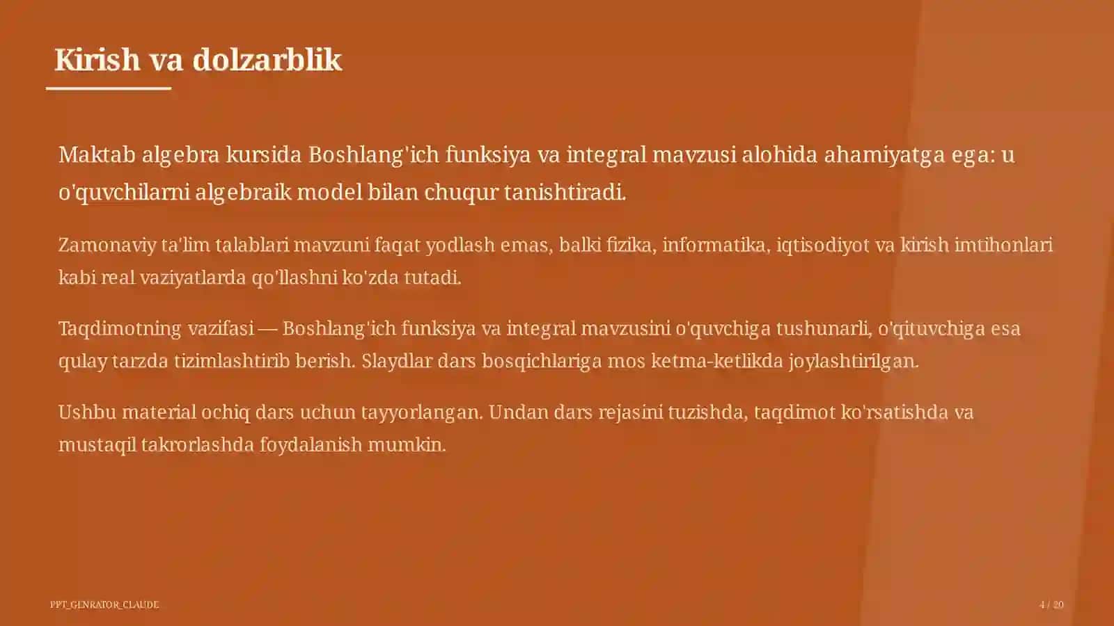 Boshlang'ich funksiya va integral (11-sinf) 4