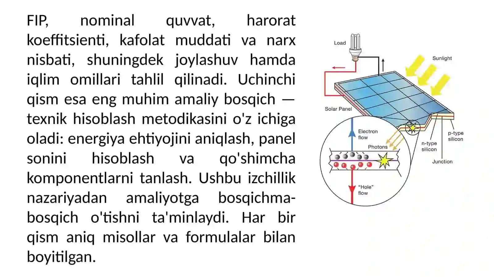 Quyosh Panellarini Tanlash va Texnik Hisoblash 4
