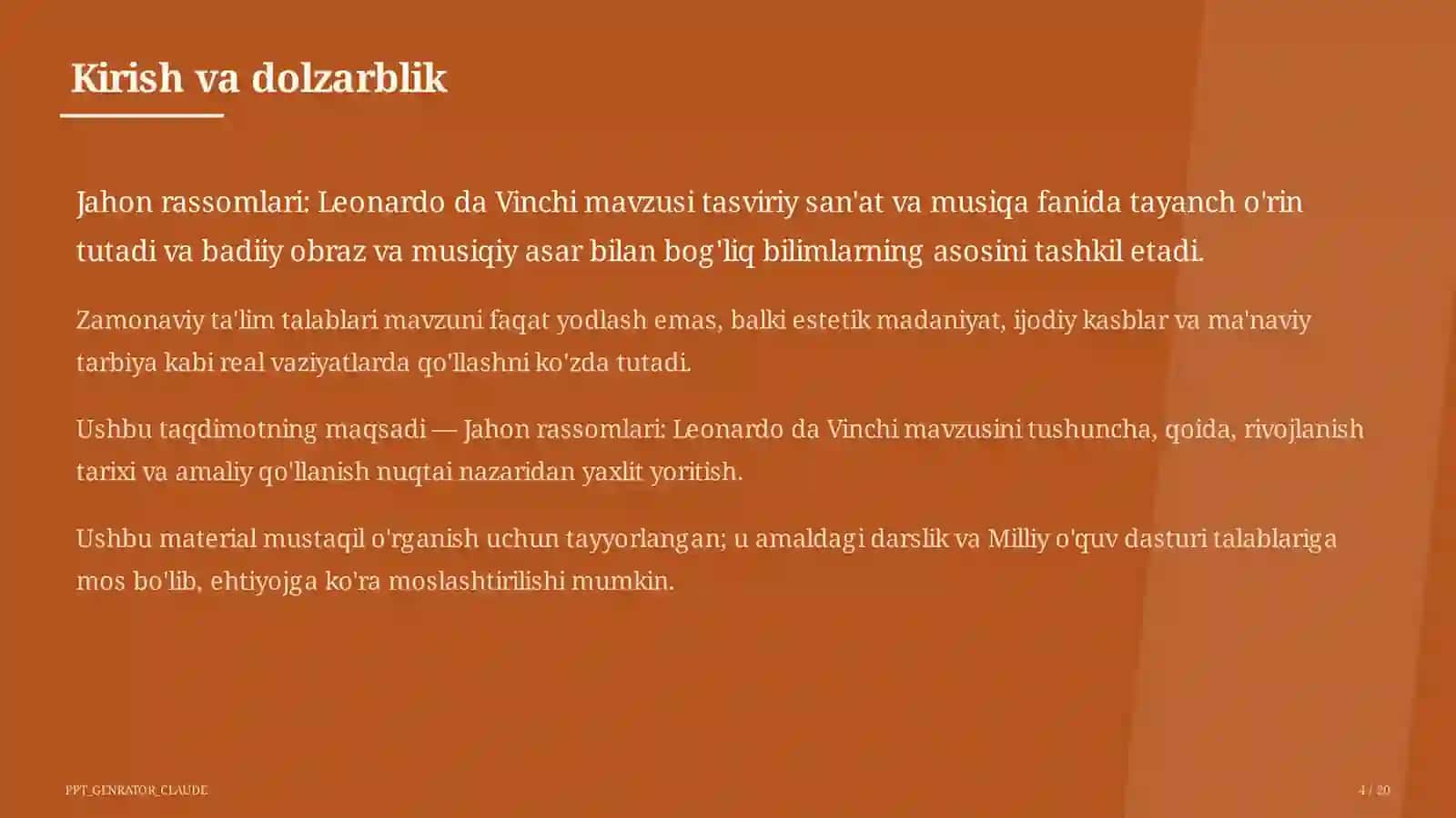 Jahon rassomlari: Leonardo da Vinchi (7-sinf) 4