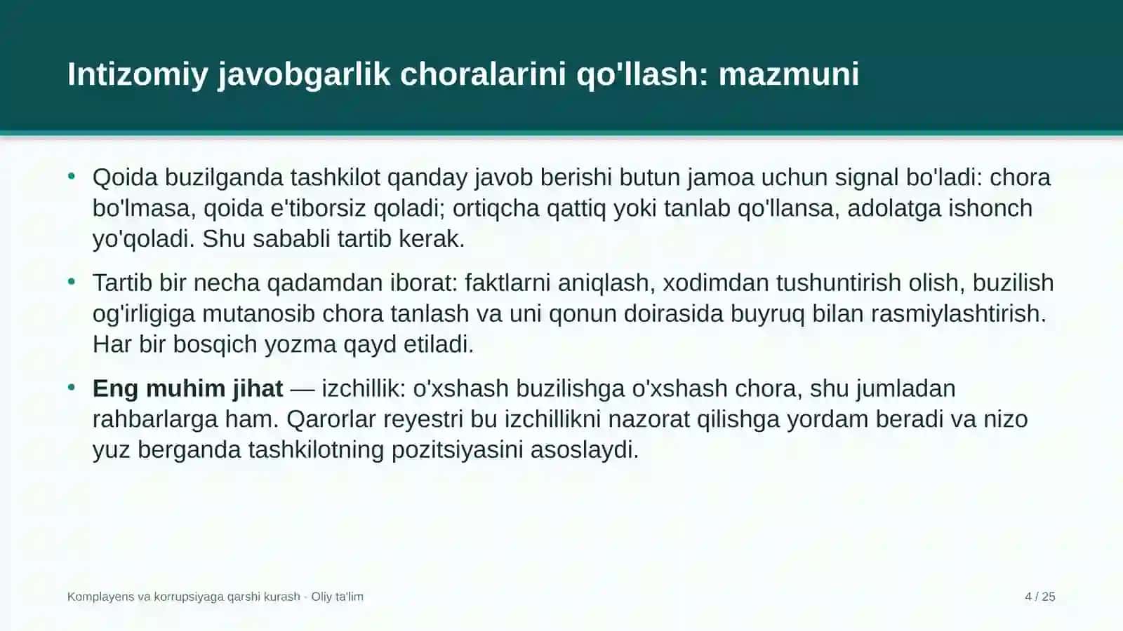 Xususiy universitetlarda intizomiy javobgarlik choralarini qo'llash tartibi 4