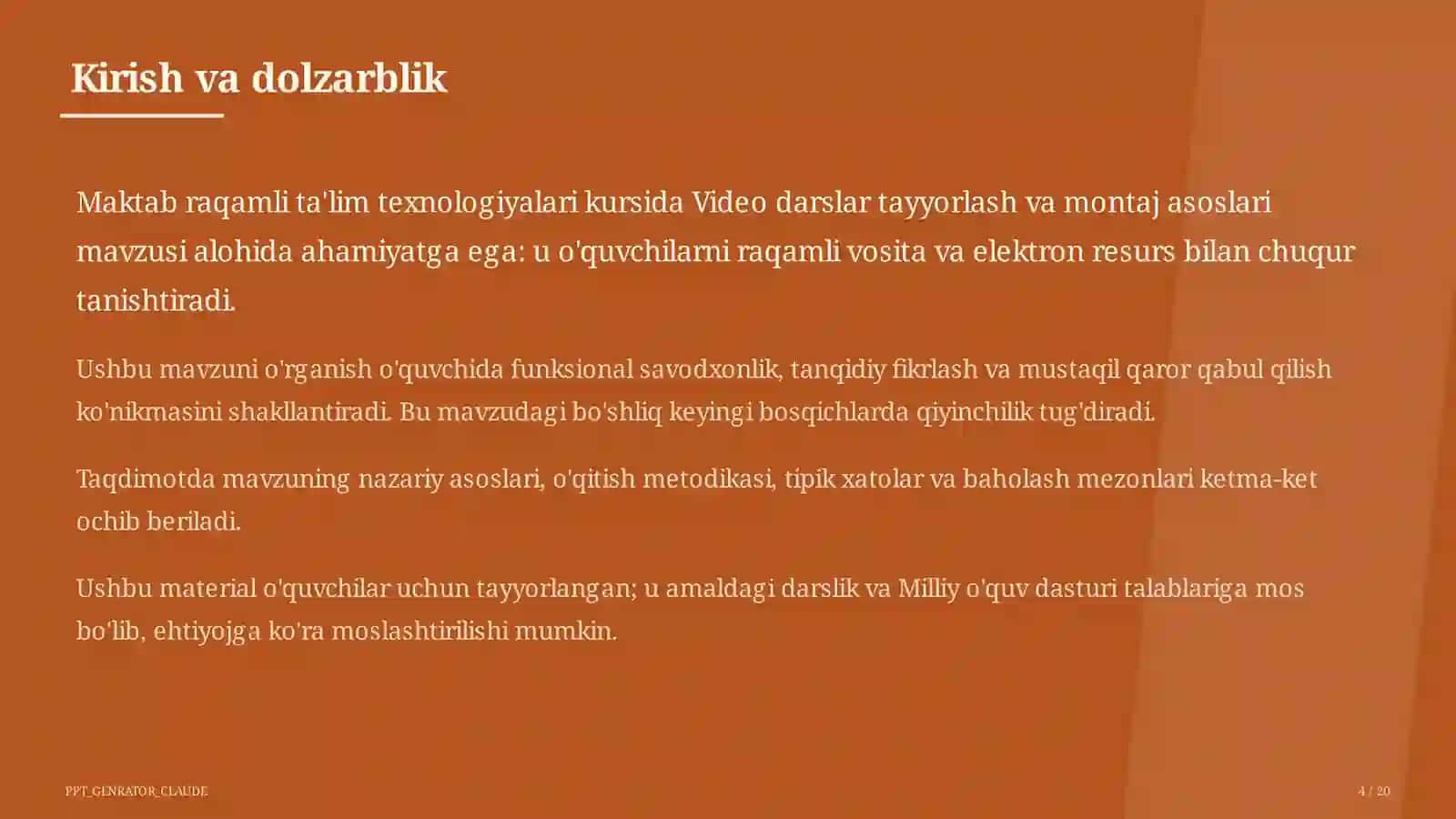 Video darslar tayyorlash va montaj asoslari 4