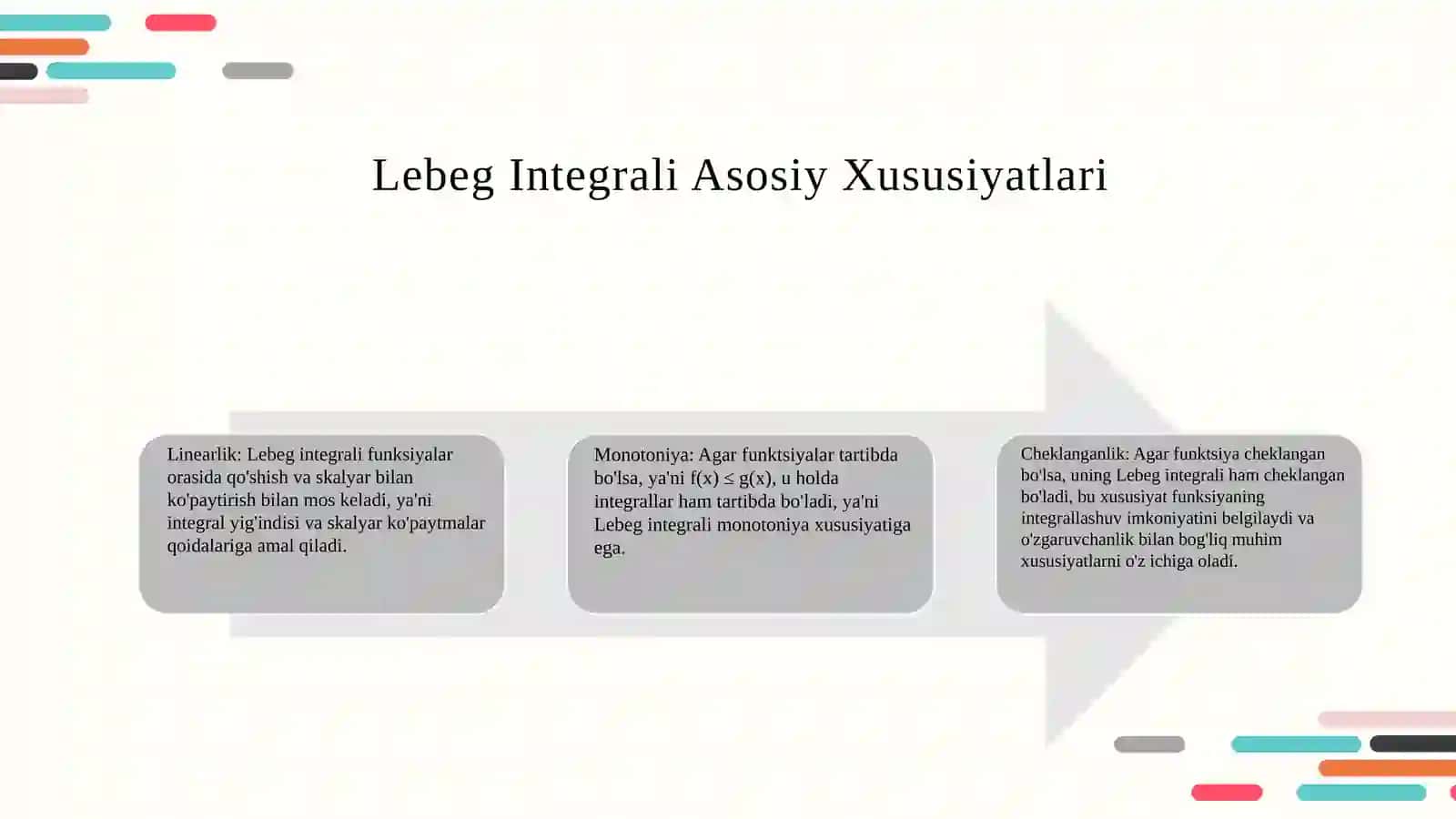 Chegaralanmagan funksiya Lebeg integrali 4