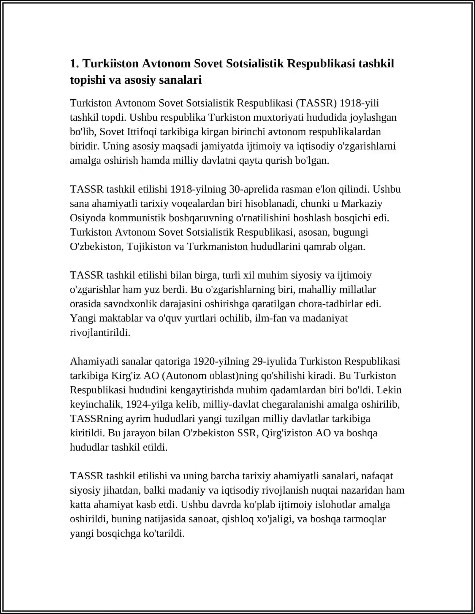 TURKISTON AVTONOM SOVET SOTSIALISTIK RESPUBLIKASINING TASHKIL TOPISHI 4