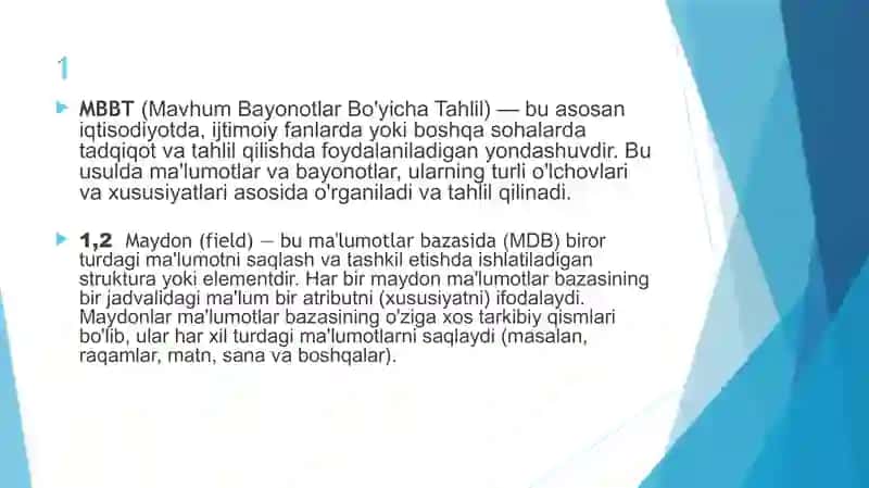 MBBT da maydon va uning turlari 4