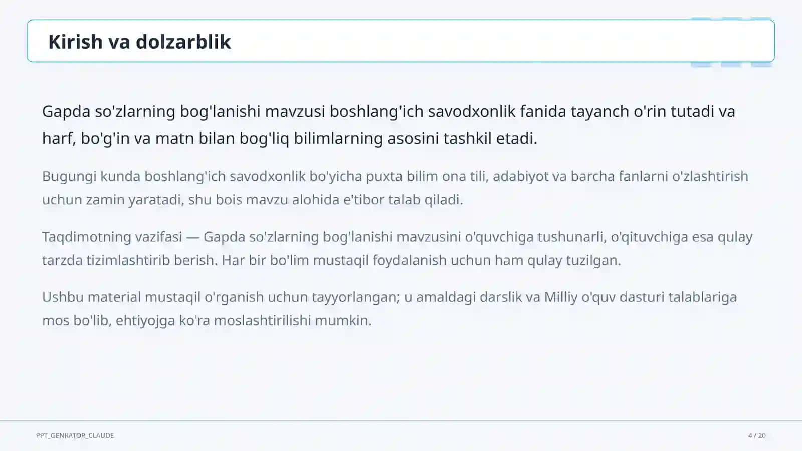 Gapda so'zlarning bog'lanishi (2-sinf) 4