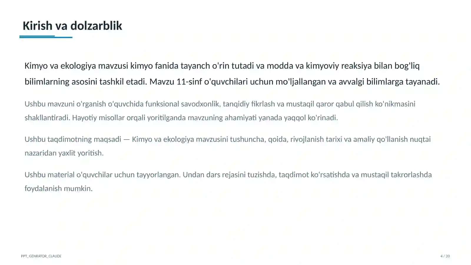 Kimyo va ekologiya (11-sinf) 4