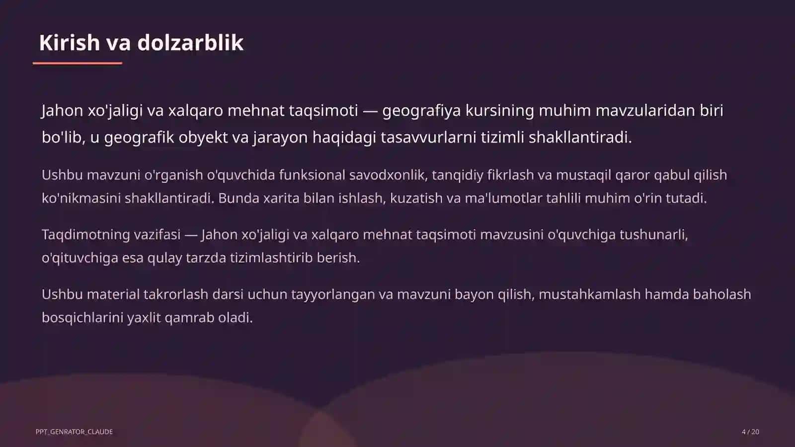 Jahon xo'jaligi va xalqaro mehnat taqsimoti (10-sinf) 4