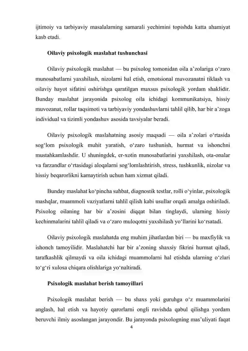 Oilaga psixologik maslahat berish tamoyillari 4