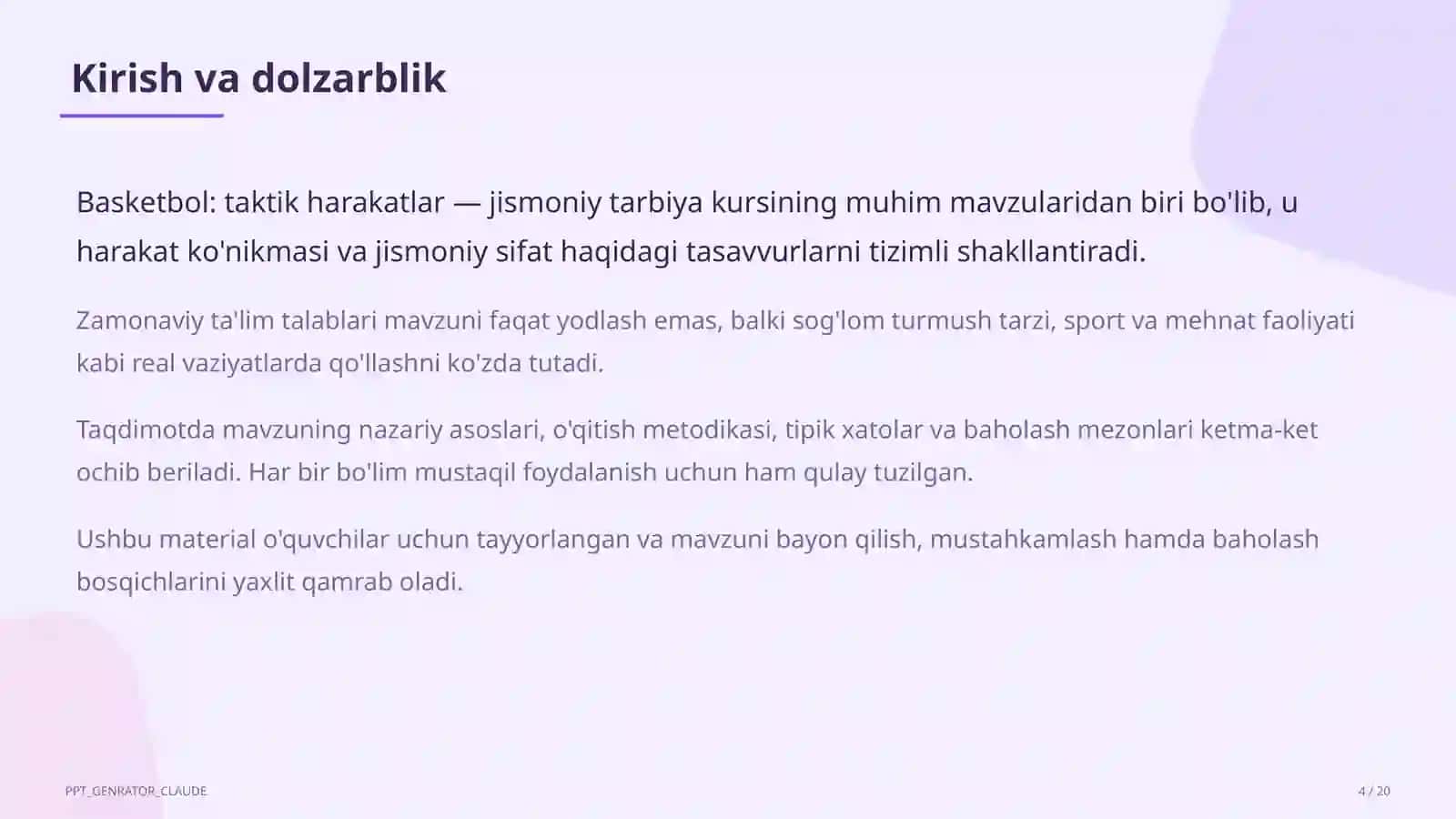 Basketbol: taktik harakatlar (8-sinf) 4