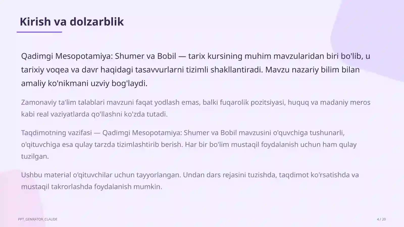 Qadimgi Mesopotamiya: Shumer va Bobil (6-sinf) 4