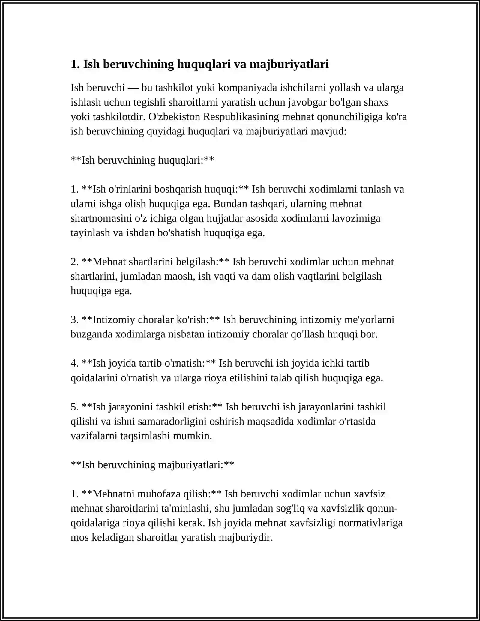 XODIMNING ISH BERUVCHIGA YETKAZILGAN ZARAR UCHUN MODDIY JAVOBGARLIK 4
