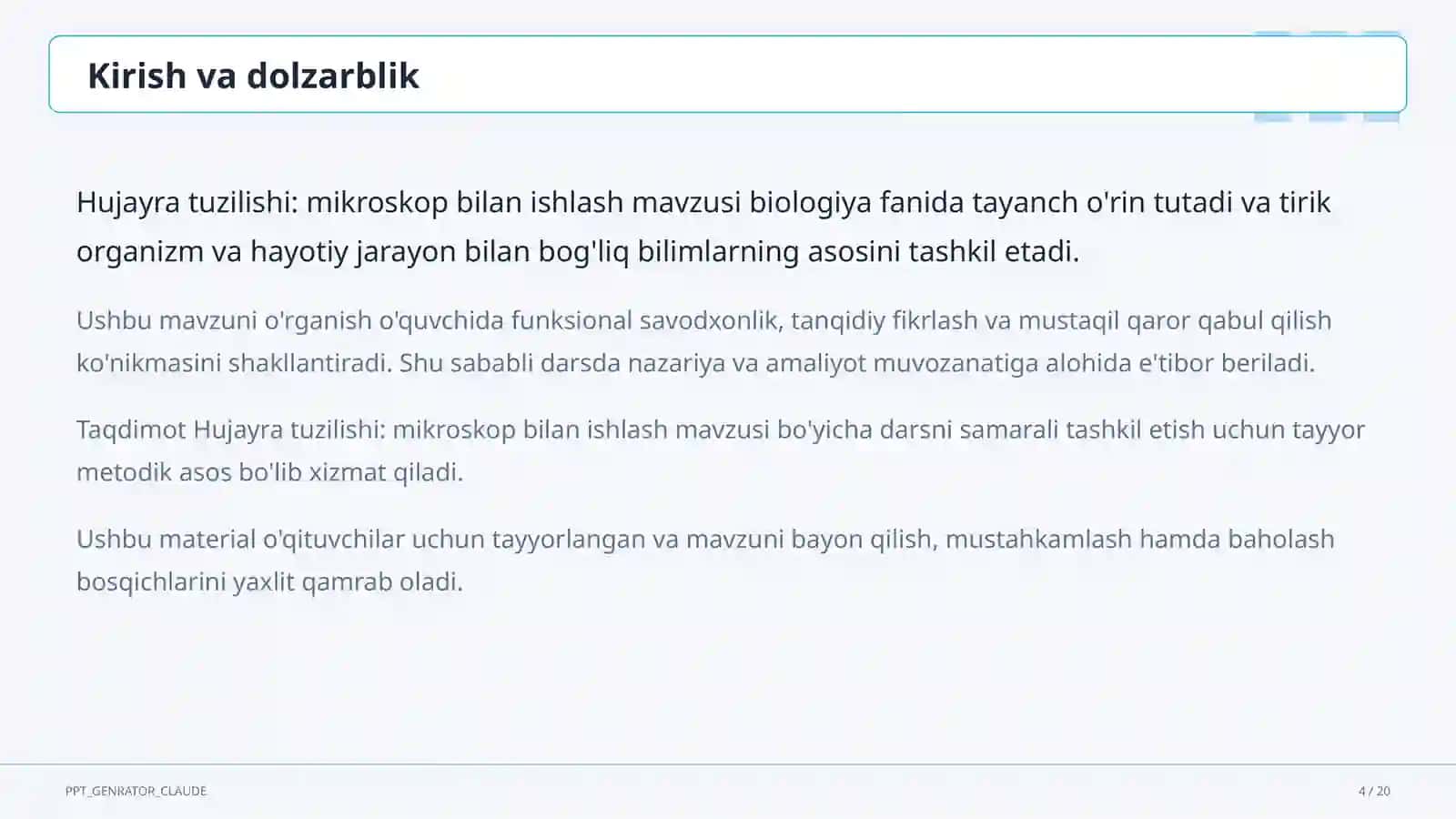 Hujayra tuzilishi: mikroskop bilan ishlash (5-sinf) 4