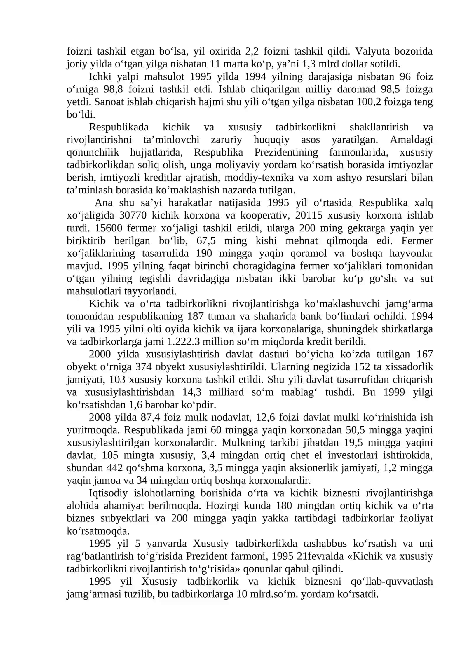 Iqtisodiy islohotlar, xususiy mulkchilikning shakillanishi 4