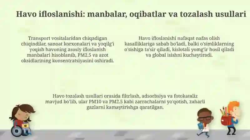 Atmosfera: Tarkibi, ifloslanishi va tozalash usullari 4