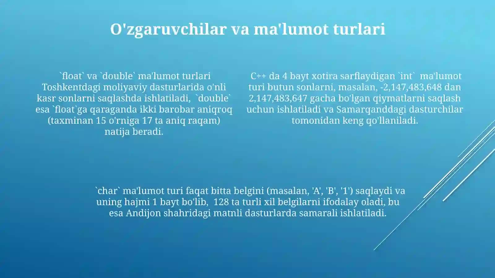C++ dasturlash tili tuzilishi 4
