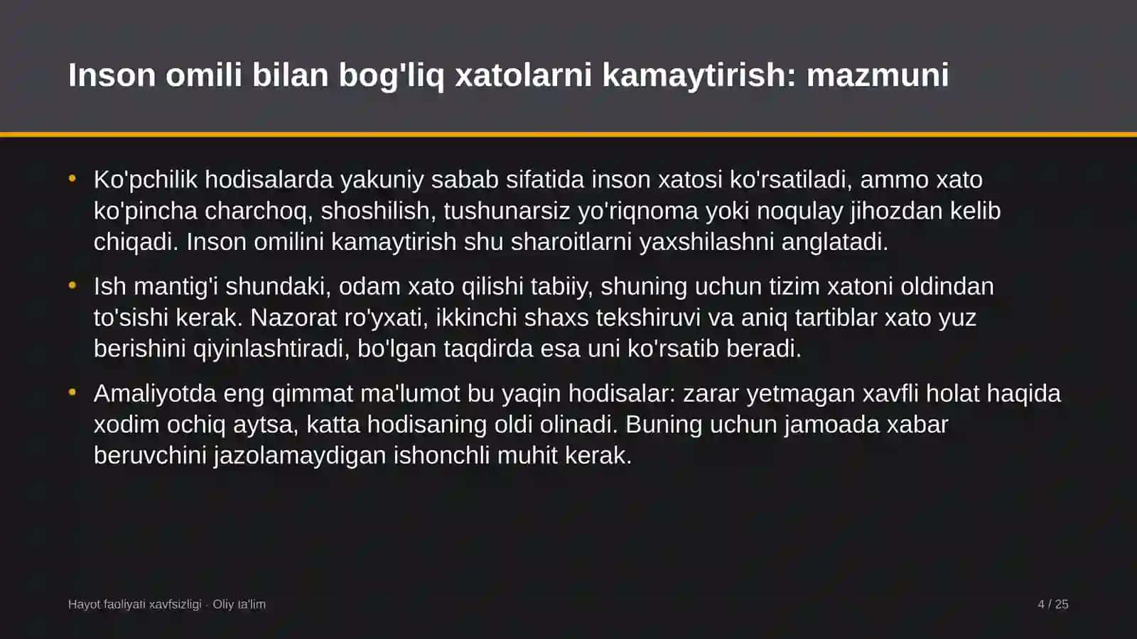 Loyiha institutlarida inson omili bilan bog'liq xatolarni kamaytirish 4
