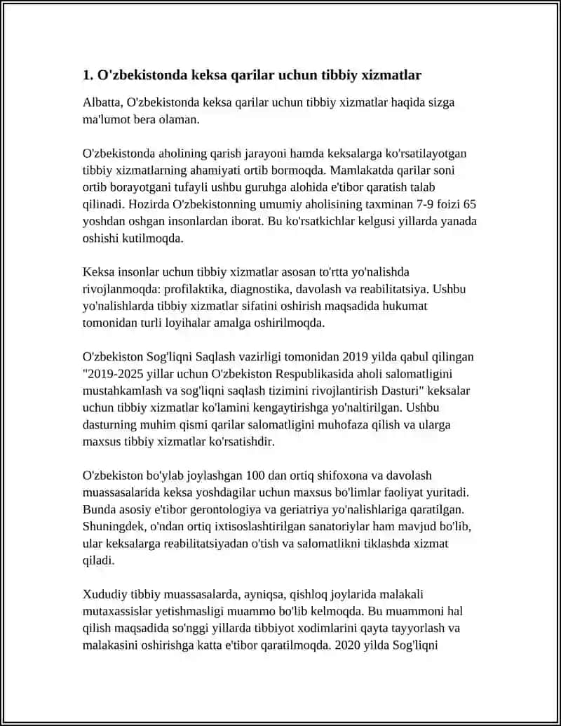 HAYOTDAN KO'Z YUMAYOTGAN KEKSA QARIYALARDA HAMSHIRALIK ISHI REFERAT 4