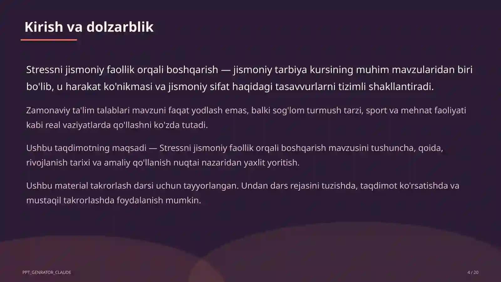 Stressni jismoniy faollik orqali boshqarish (11-sinf) 4