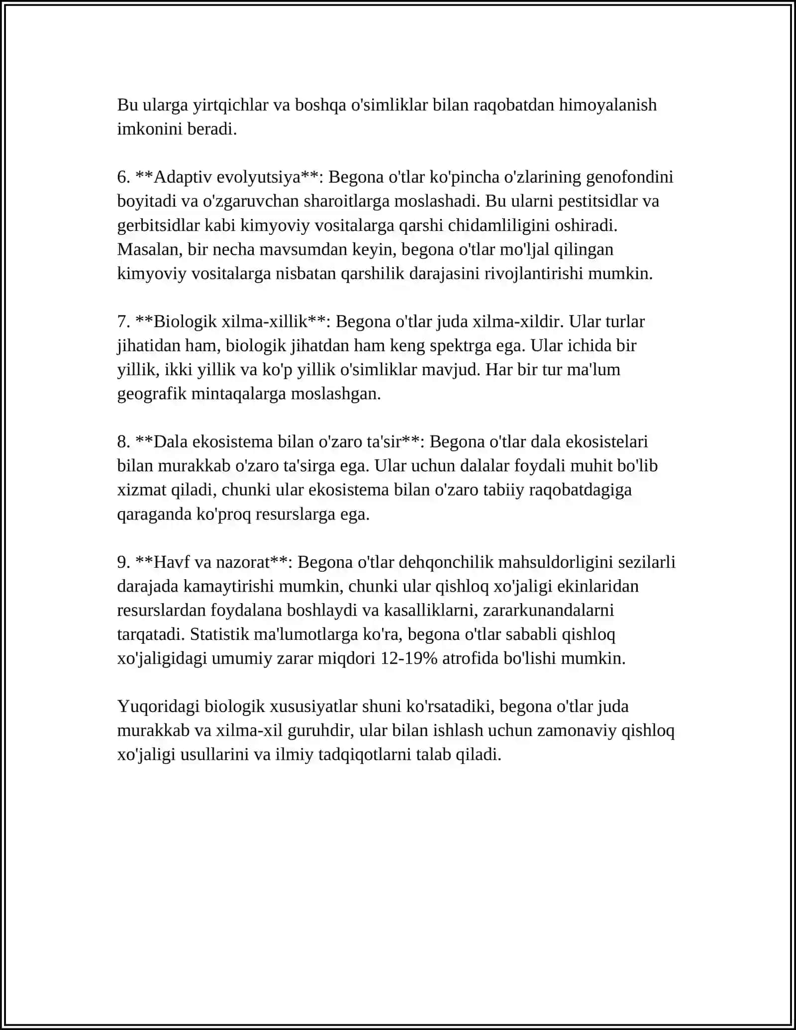 BEGONA ÓTLARNING TUPROQ IQLIM SHAROITI VA EKINLAR AGRO TEXNIKASIGA BOG'LIQ HOLDA TARQALISHI VA ULARGA QARSHI KURASH 4