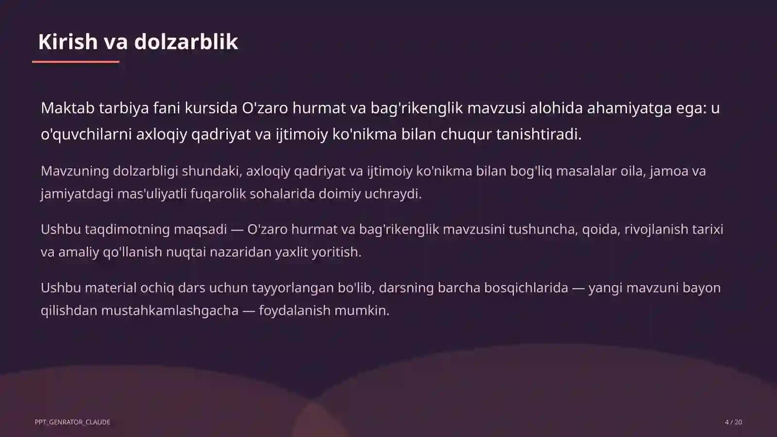 O'zaro hurmat va bag'rikenglik (7-sinf) 4
